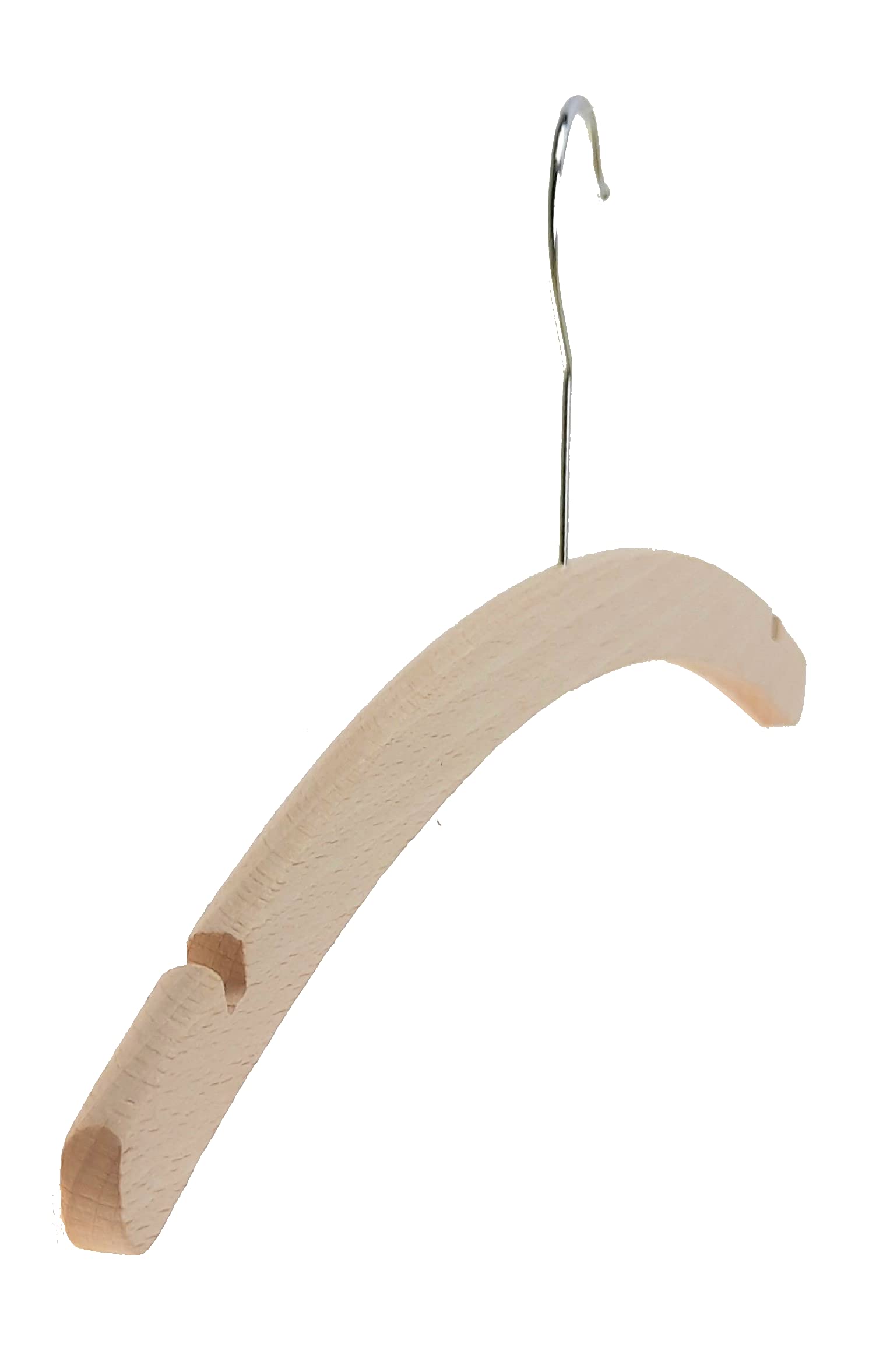 Grucce appendiabiti in legno di faggio, semplici grucce grezze, lunghezza 42 cm, salvaspazio, con ganci a vite zincati, Made in Austria (UE) (30 pezzi, con tacche)