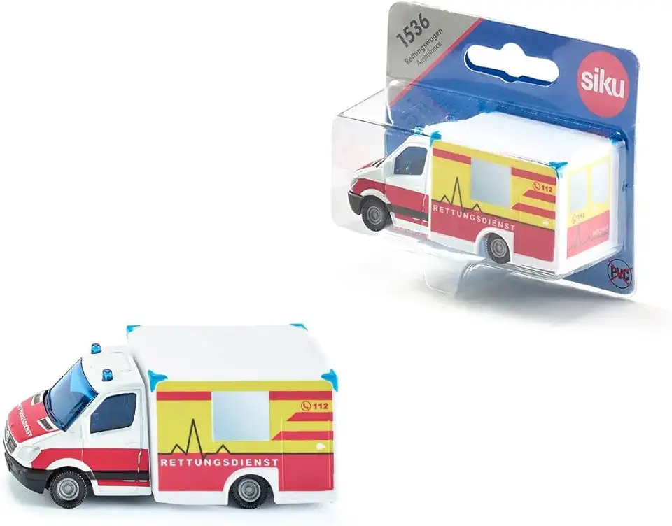 siku 1536, Ambulance, Metal,Plastic, Red,Yellow,White, Versatile, Toy vehicle for children
