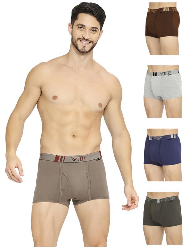 VIP Brando Plain Men Cotton Essential Trunks with Soft Elasticized Waistband | Stretchable & Breathable Trunks for Men