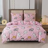 Cotton Market Juego de ropa de cama de 3 piezas, funda nórdica de 160 x 200 cm con 2 fundas de almohada de 70 x 80 cm, microfibra, diseño divertido y bonito, fácil de limpiar, agradable al tacto