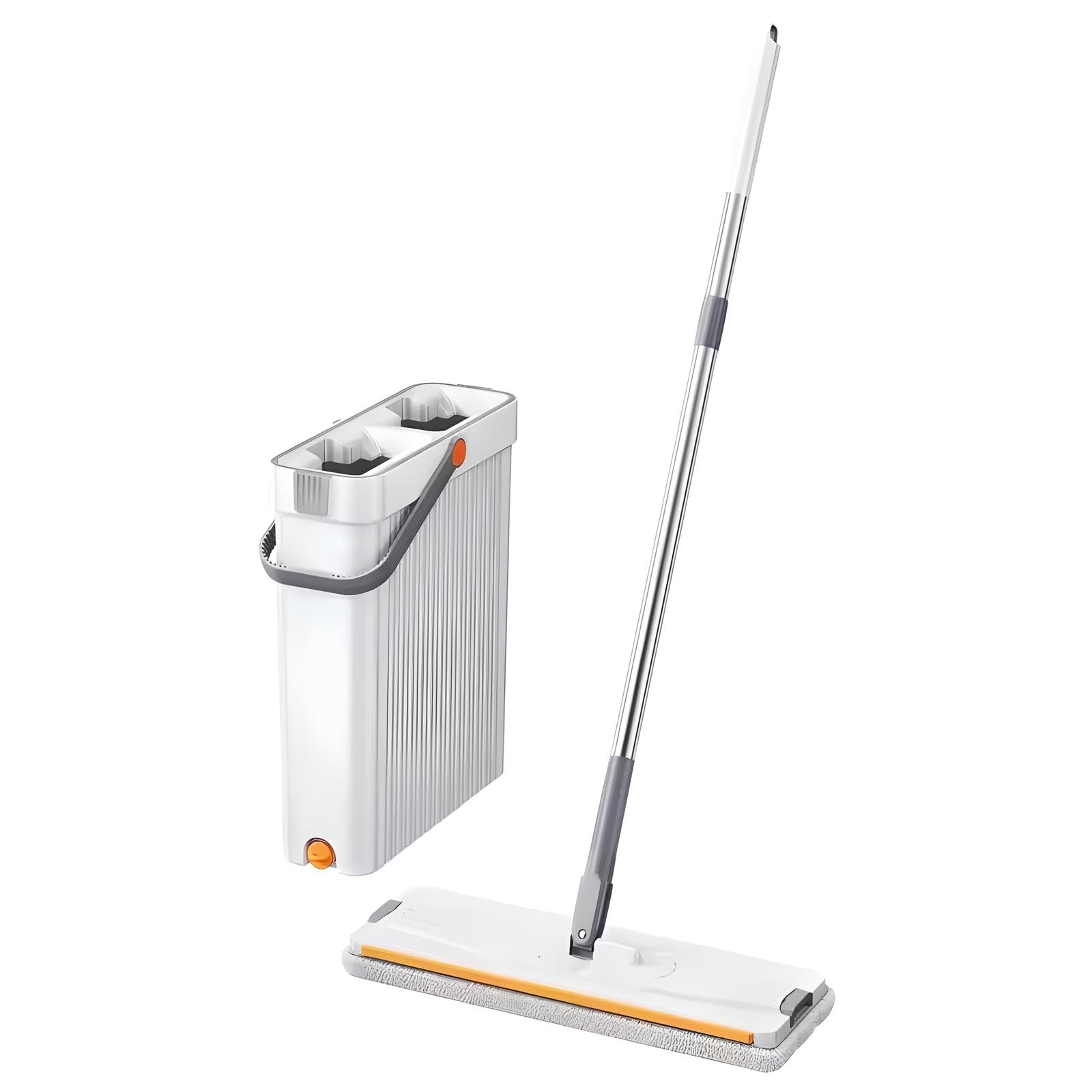 Favhome Slim Design Mop with Compact Storage Bucket | Flat Squeeze Mechanism & 360° Flexible Mop Head | 2 Reusable Pads | Home Floor Cleaner Wipes with Button Suction Rubber for Secure Placement (B0DDHN6FLC) Amazon Price History, Amazon Price Tracker