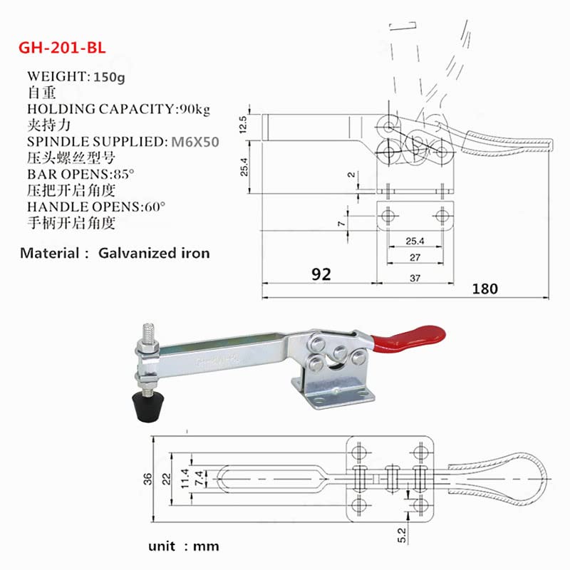 Toggle Clamps (Longer GH-201-BL Toggle Clamp)