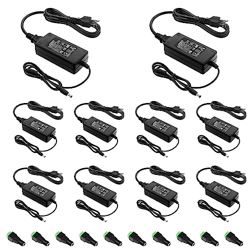 Image of ALITOVE 12 Volt Power Supply 12V 5A Power Adapter AC 100-240V to DC 12V 60W Converter LED Driver Transformer with 5.5x2.5mm Plug for LED Strip Light CCTV Camera Webcam Router Radio transceiver,10pack