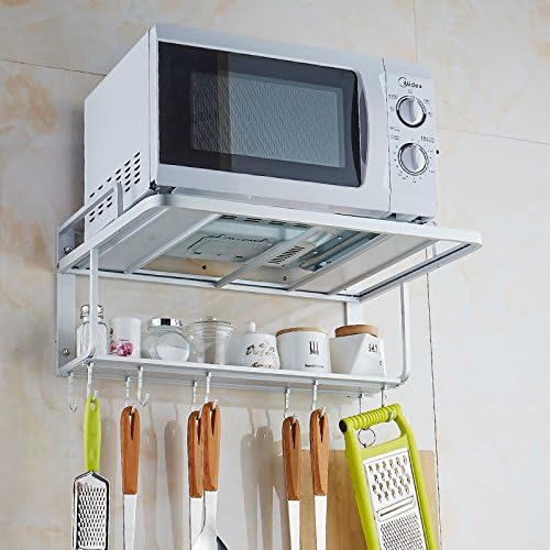 OTTOCASA Microwave Oven Shelves （with Hooks） 304 Stainless Steel/Kitchen Shelf Multifunctional Kitchen Storage Wall Bracket for Kitchen (Kitchen Shelf Multifunctional)
