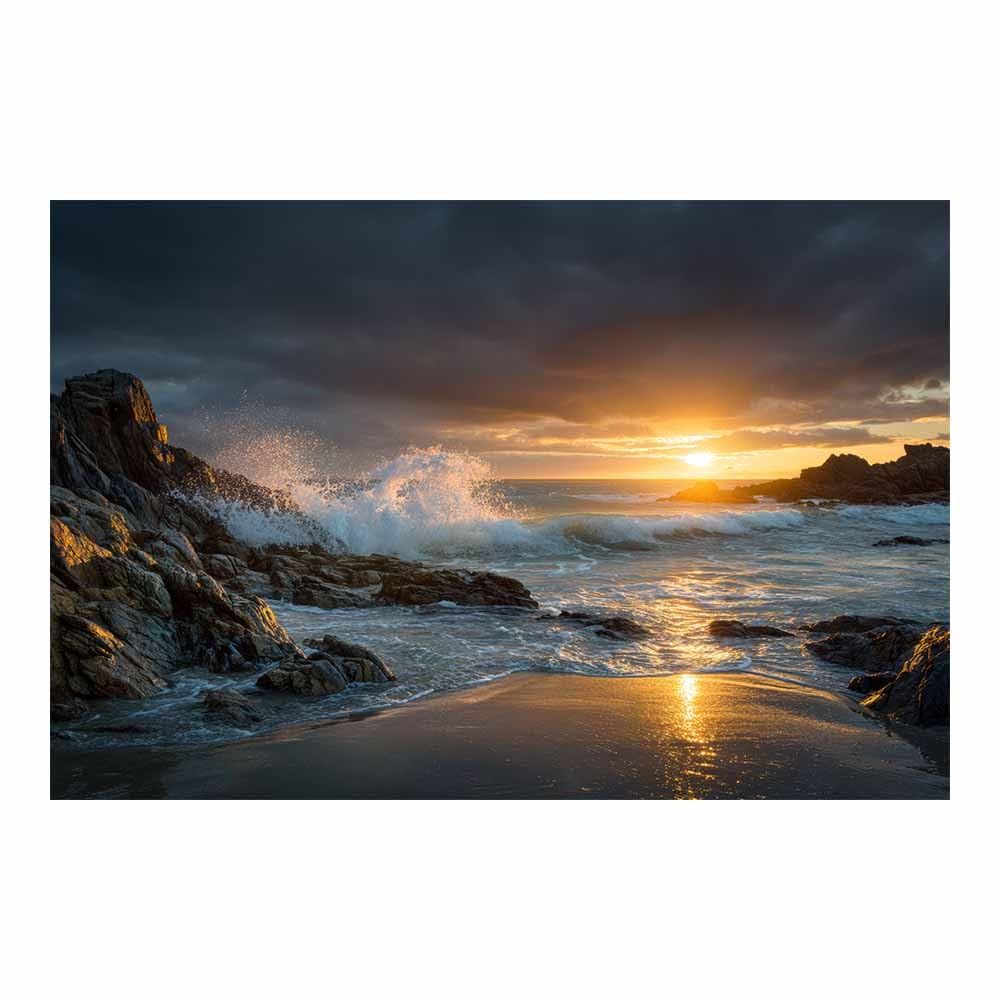 DMZPKZB Nature Landscape Pictures Rocky's Ocean Sunset Viewss Canvas Prints Wall Decor,Painting Artwork for Bedroom,Living Room,Corridor,church,Home Decoration(Multicolor)-70x100cm Unframed
