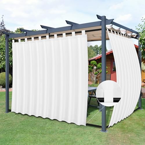 Easy-Going Outdoor Patio Curtains Detachable Tab Top Windproof Weatherproof Curtain