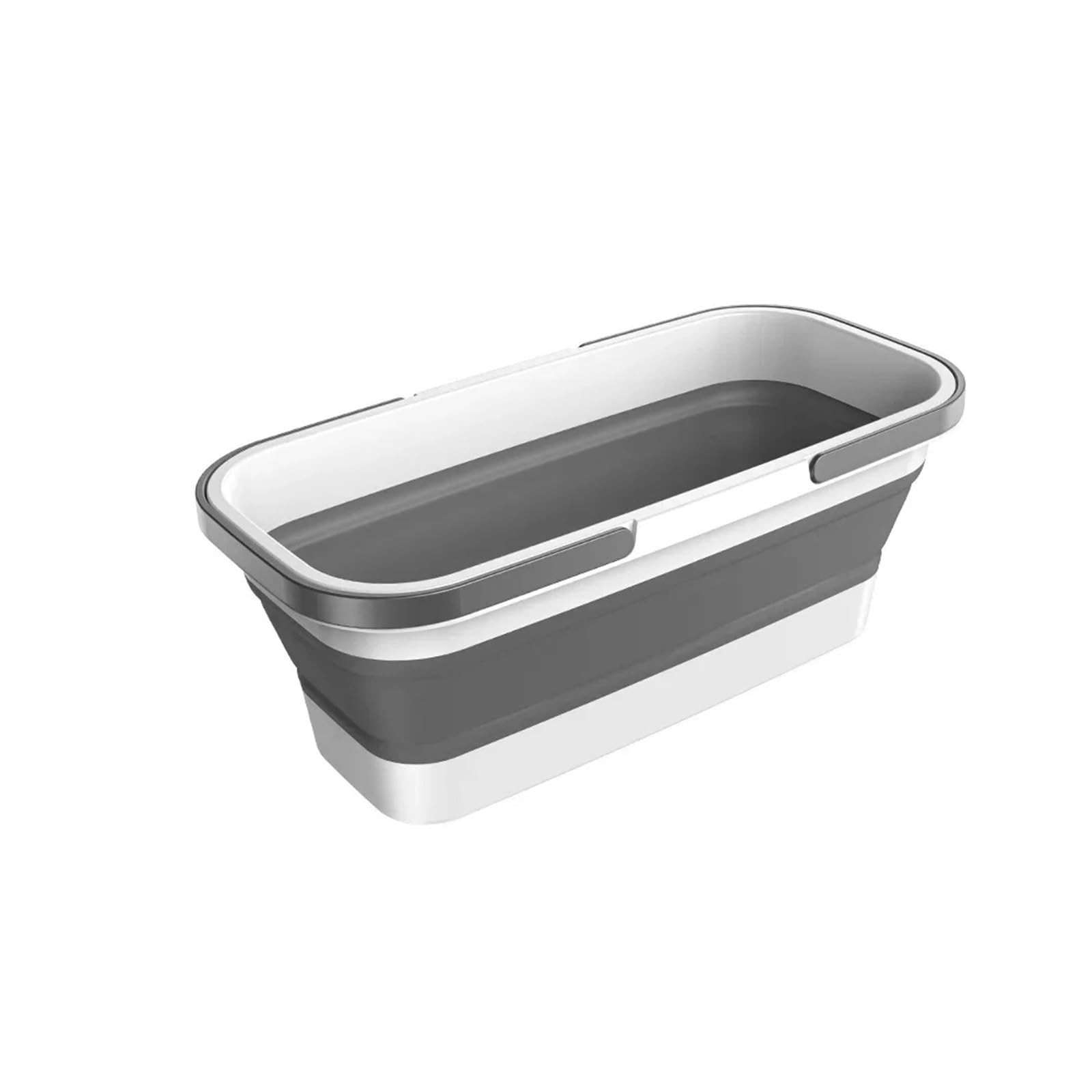 Large Collapsible Plastic Bucket Foldable Mop Bucket Laundry Basket With Handle For House Cleaning Rectangular Basket(Grey)