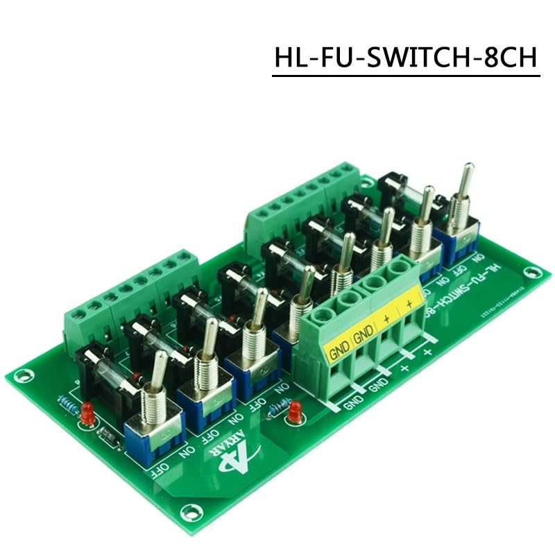 1PCS DIN Rail Mount 8 Position Power Distribution Fuse Module Board with swtich, Switch Fuse Module for AC/DC 5~32V.(with Carrier)