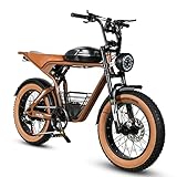 SAMEBIKE Electric Dirt Bike for Adults, 1200W Electric Bike with 48V 18Ah Battery, 32Mph Full Suspension Electric Bike, 20 * 4.0' Fat Tire Electric Bike, Ebikes for Adults with Basket