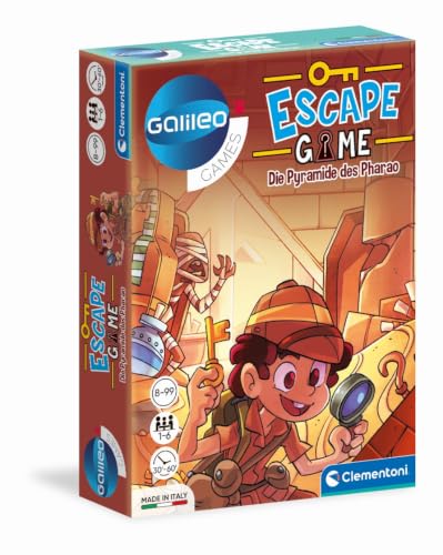 Clementoni Escape Game - Die Pyramide des Pharao - Gesellschaftsspiel zum Knobeln & Rätseln inkl. Hinweiskarten und Requisiten - Familienspiel ab 8 Jahren 59230