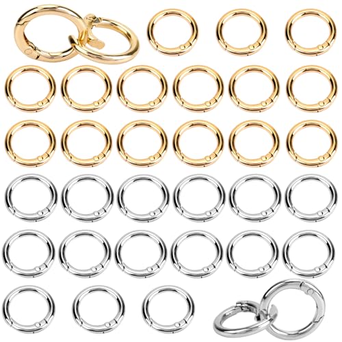 20 Pezzi Moschettoni Rotondi Per Borse - 26 Mm In Argento/Oro, Per Artigianato, Zaini, Portachiavi - Foto 3