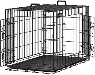 FEANDREA Dog Crate, Foldable, 92.5 cm Long, 2 Doors, L, Black PPD36H