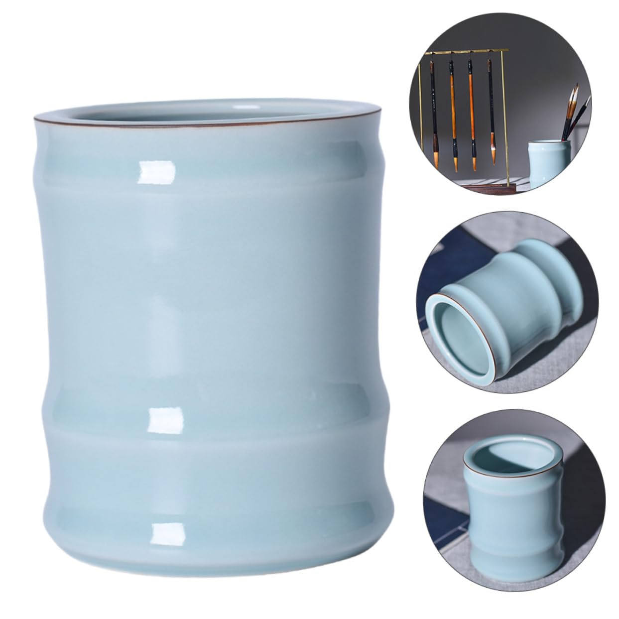 Porte-stylo Cylindrique en Céramique, Grosse Capacité, pour Bureau Élégant