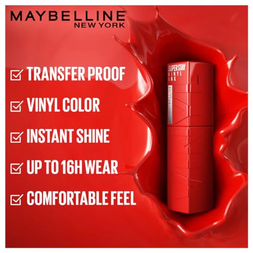 Image of Maybelline New York Liquid Matte Lipstick, Long Lasting, 16hr Wear, Superstay Matte Ink, Founder, 5ml & High Shine Gloss, Lasts for 16 HRs, Enriched With Vitamin E & Aloe, SuperStay Vinyl Ink,Wicked