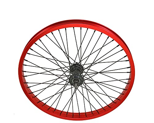 Lowrider Bike 20 x 2.125 Alloy Front Wheel 48 Spoke 14gSS/Black 3/8 Axle Sealed Bearing Double Wall Red.