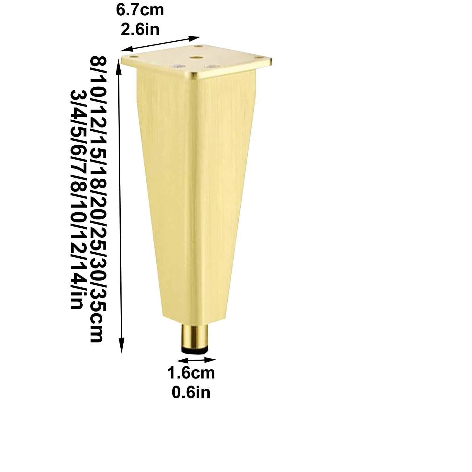 Patas de sofá ajustables de aluminio de 20 cm, juego de 4 patas plateadas para muebles y sofás, fácil de instalar con tornillos, perfecto para decoración del hogar y el baño