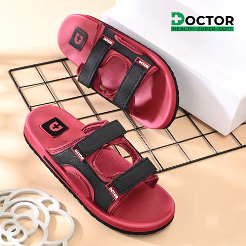 Image of DOCTOR HEALTH SUPER SOFT Men's Casual Slippers with Soft Cushioned Sole, Double Strap with Toe Loop Design, Lightweight Anti-Slip Everyday Wear Slippers for Home and Outdoor Use