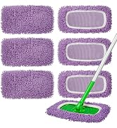ZHAYAO 6Pcs Reusable Microfiber Mop Pads Compatible with Swiffer Sweeper Mop, Wet and Dry Flat mo...