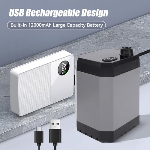 Ducha portátil para camping, ducha recargable de 12000mAh con pantalla LED, 3 modos de rociado, bomba para ducha exterior para senderismo, viajes, automóvil, baño de mascotas, con power bank miniatura 2
