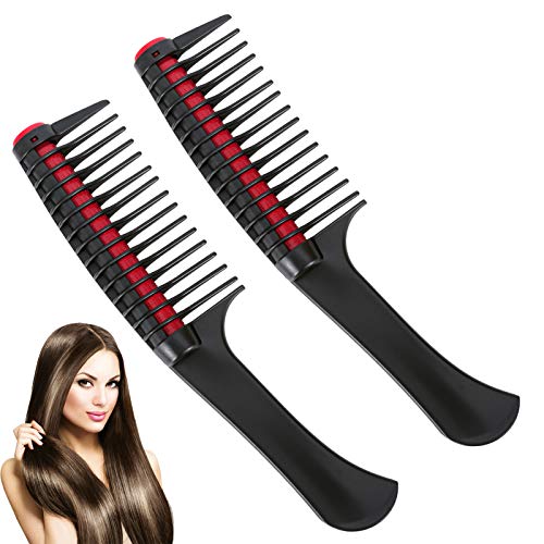 Detangling Roller Combs Hair Comb：2Pcs Wide Tooth Detangling Roller Comb for Women，Integrated Roller Hair Color Comb，Professional Hair Dyeing Comb Salon Barber Hair Dye Styling Accessories(Black)