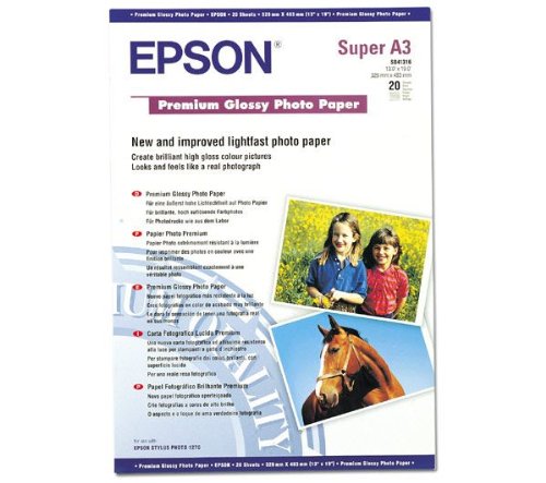 EPSON Printer paper - Glossy Photo Paper - 255g/mยฒ - A3+ - 20 sheets (C13S041316)