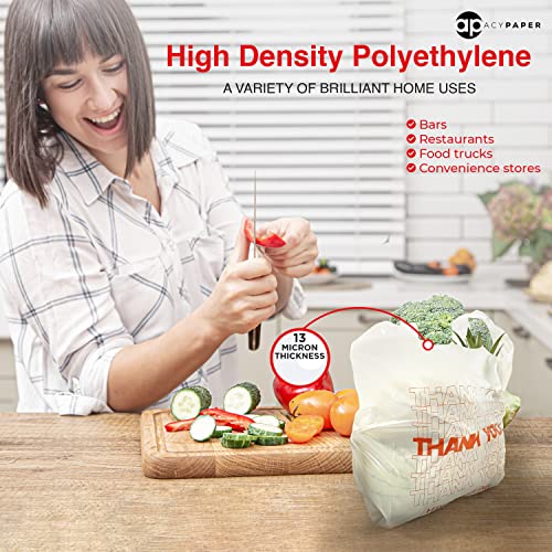 Image of ACYPAPER, Thank You T-Shirt Bags (1000 Count), Plastic - T-Shirt Plastic Bags in Bulk - (11 inch x 6 inch x 21 inch) White /Thank You - Bulk Shopping Bags, Restaurant Bag - 1 /6 Barrel (Pack of 2)