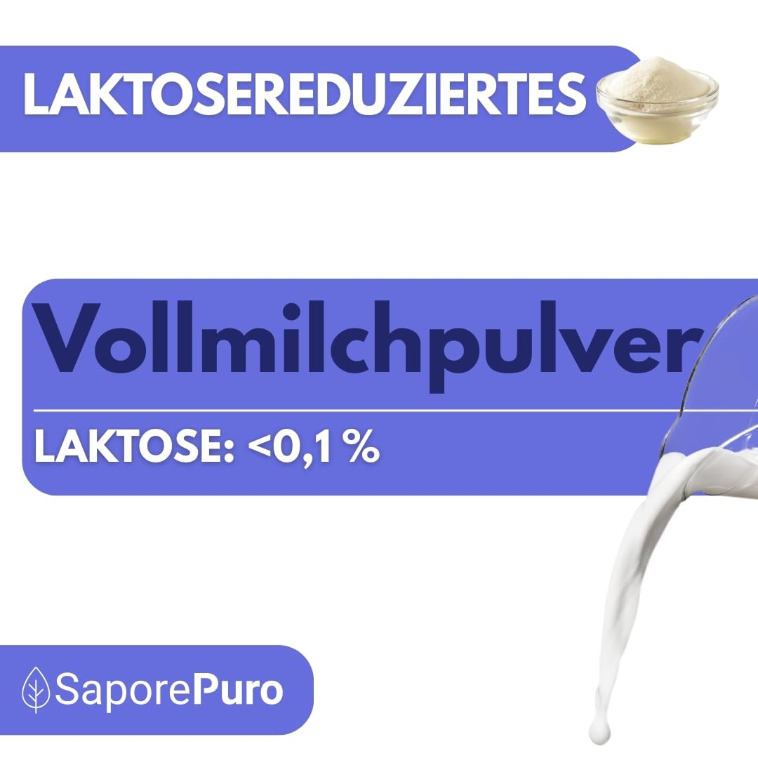 SaporePuro Laktosefreies Vollmilchpulver 1 kg | Hohe Löslichkeit | Ideal für Backwaren, Brot und Speiseeis | Professionelle und industrielle Verwendung | Laktosefrei | Glutenfrei