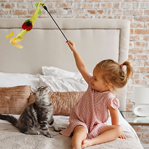 onebarleycorn Jouet Chat, Jouets à Plumes pour Chats Canne a Peche Chat Baton Canne à pêche Chat Jouet à Plumeau pour Chaton, Chats(8 pièces)