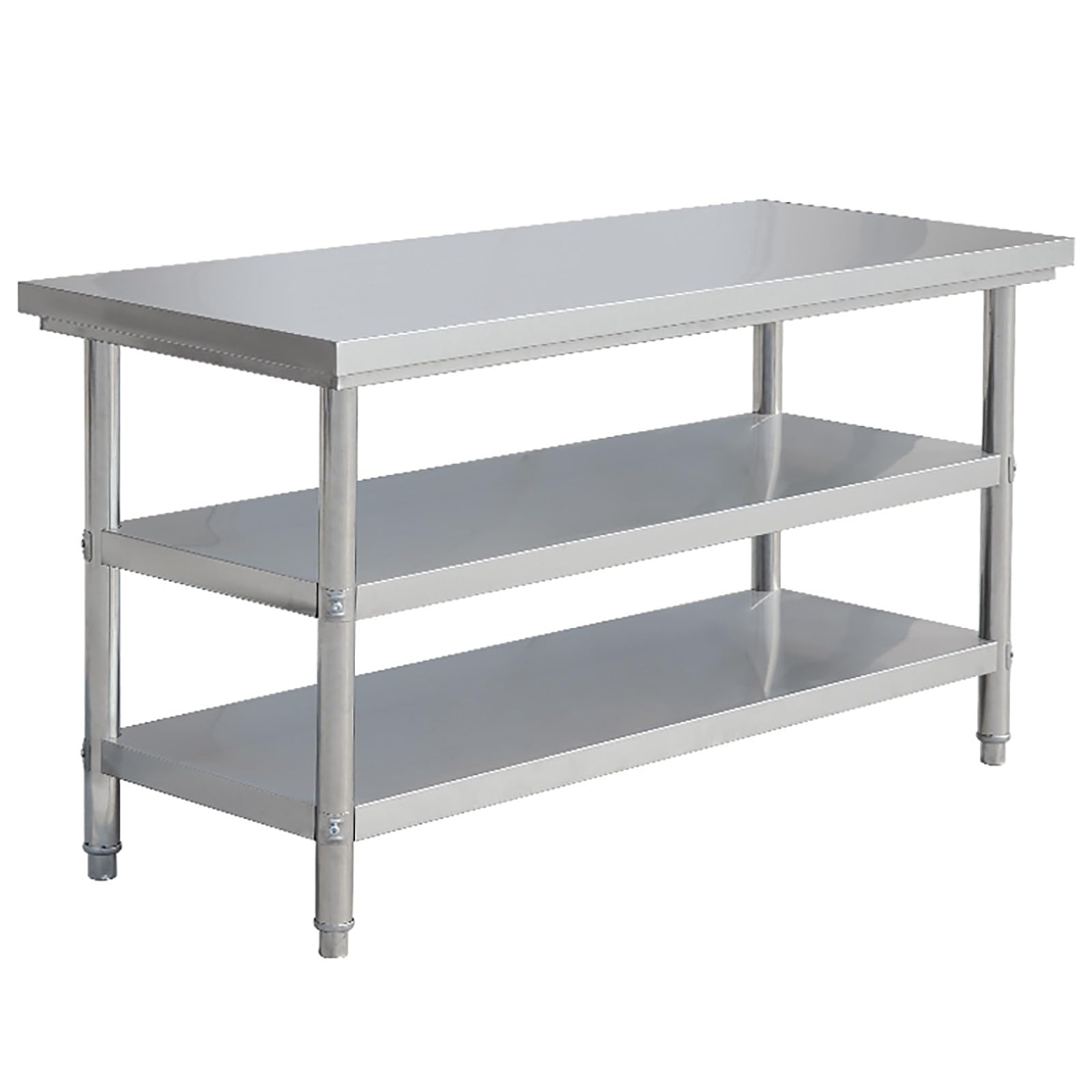 Mesa de preparación Plegable de Acero Inoxidable - Mesa de Trabajo de Montaje en comerciales - Estantes duraderos para lavandería y Uso en Bares, 3 Pisos - 60 * 100 cm / 23,6 * 39,3 Pulgadas