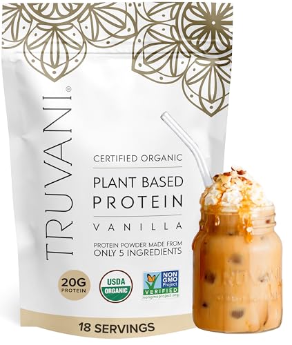Truvani Vegan Protein Powder | Vanilla | 20g Organic Plant Based Protein | 18 Servings | Keto | Gluten & Dairy Free | Low Carb | No Added Sugar