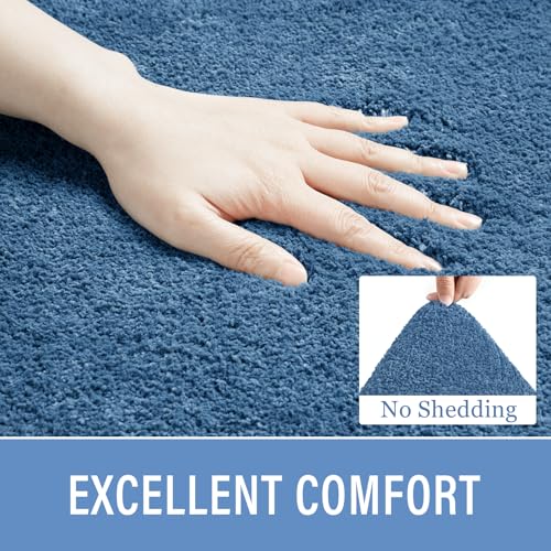 LOCHAS Luminous Non Slip Bathroom Rugs Runner 24 x 60 Inch, Extra Soft and Comfy Bath Mats Rug, Absorbent Thick Microfiber Mat Carpets for Shower, Blue by LOCHAS - Image 2