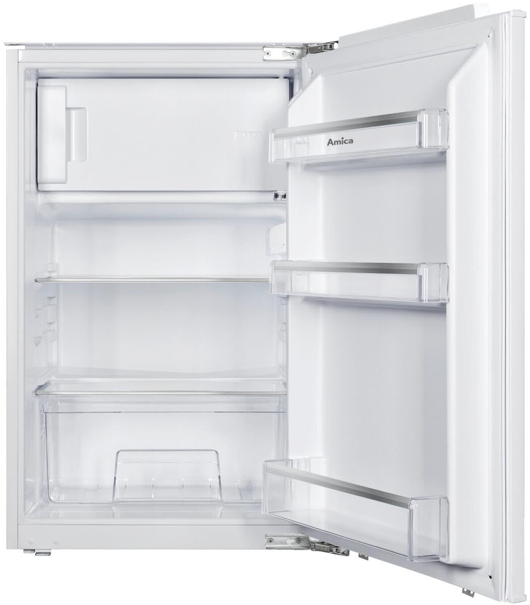Amica Einbau‑Kühlschrank mit Gefrierfach Festtür‑Technik 880 mm Nische 116 l elektronische Steuerung Inverter‑Motor LED Beleuchtung 87,1 x 54 x 54 cm – Einbau Kühl Gefrierkombination