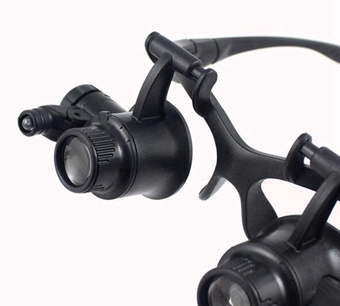 5X, 15X, 20X, 25X Doppelaugen-Lupenbrille Mit Kopfhalterung, Beleuchtete Vergrößerungsbrille Mit Led-Licht, Werkzeugset Für Uhrenreparatur Und Juwelierarbeiten,