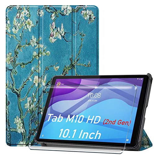 HYMY Funda para Lenovo Tab M10 HD 10.1 + 1Pcs Vidrio Templado Lenovo Tab M10 HD Gen 2 Protectores Pantalla TB-X306X/X306F Cover