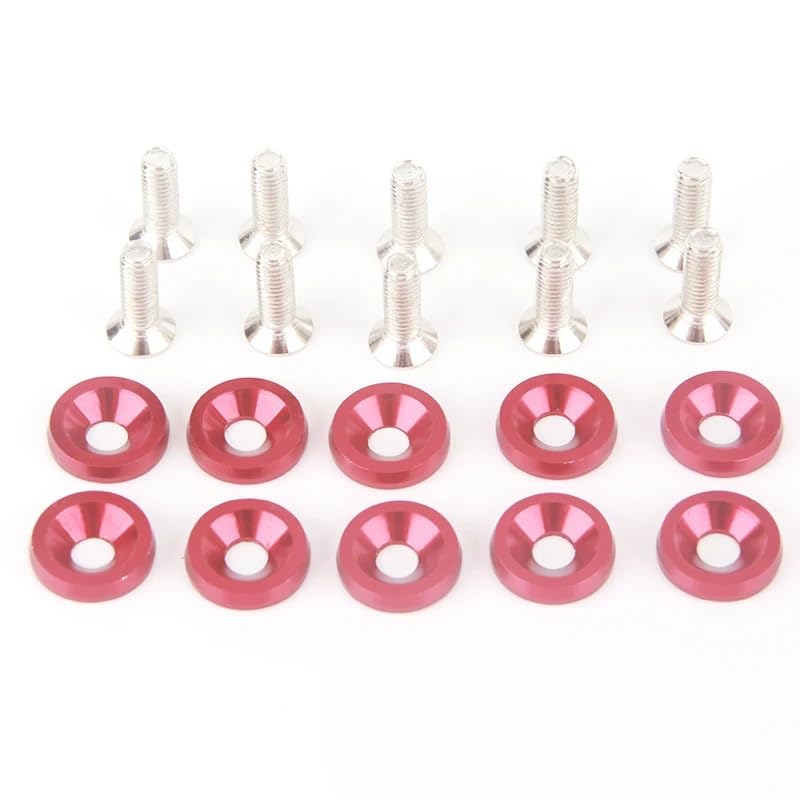 10/ Set M6 car Modification Screw Gasket Bolt Aluminum for Fender Bumper Washer Photo Engine Compartment Screw Set(Silver)