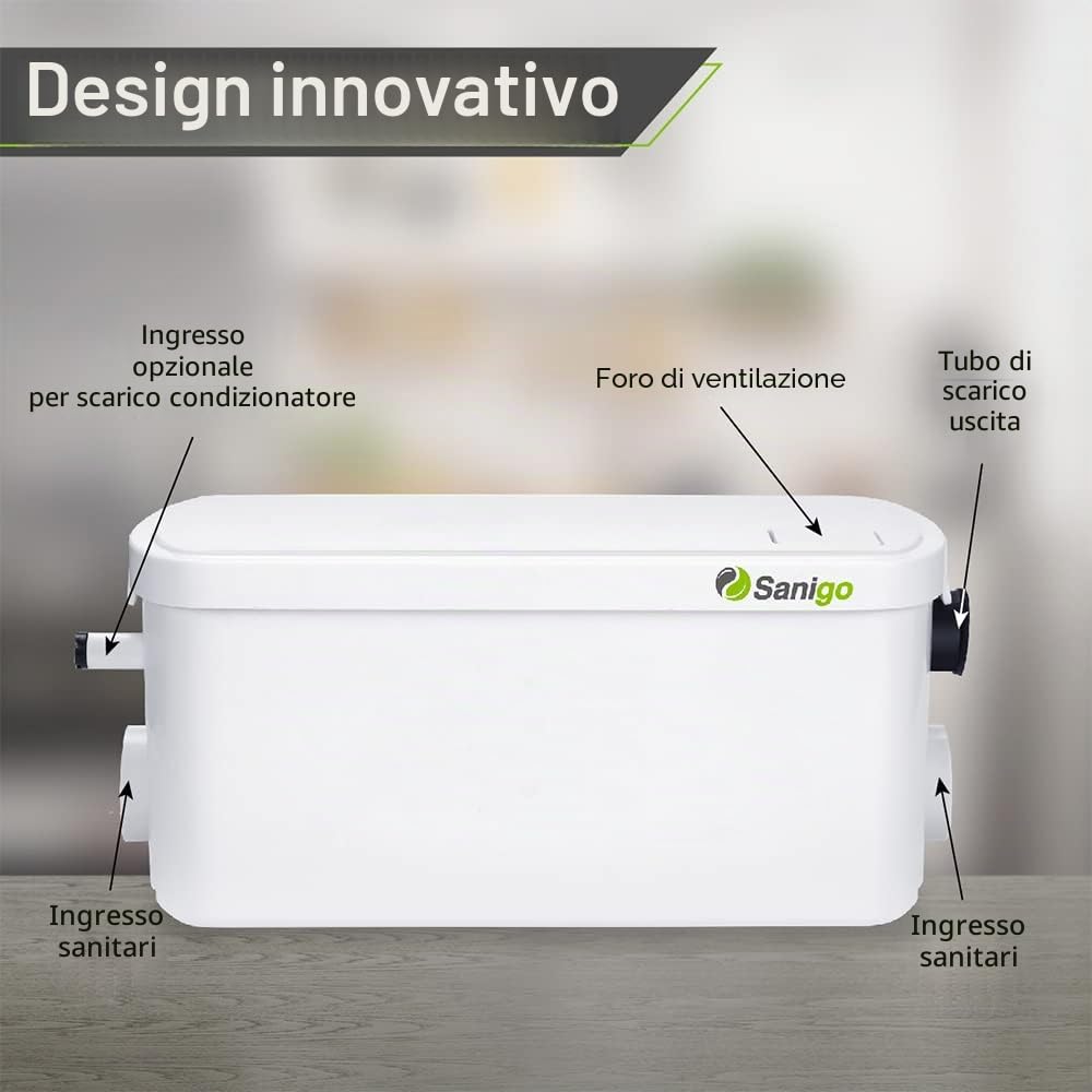 SANI-S250C Grinder Sanitario Pompa per rifiuti silenziosa, Pompa di sollevamento Doccia dotata di due ingressi