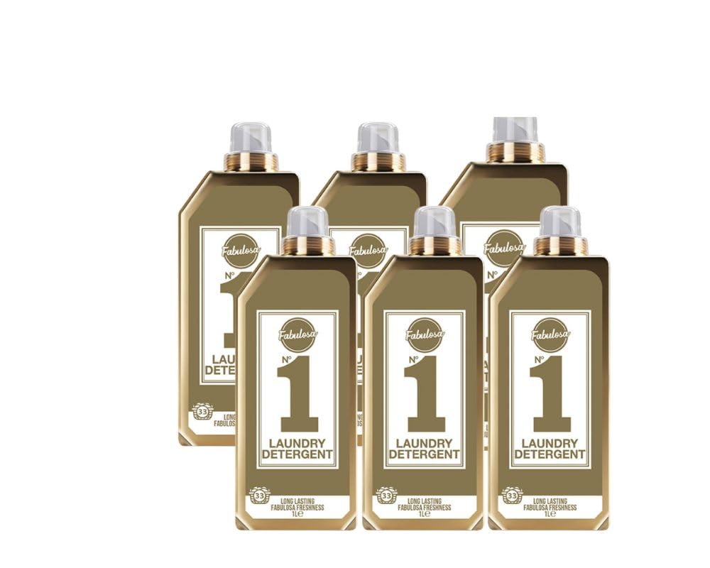Fabulosa Fragranced Laundry Detergent, Stain Removing Laundry Washing Liquid Detergent, Clothes Freshener Concentrated Laundry Liquid, 198 Washes, 1L, 6 Pack, N°1