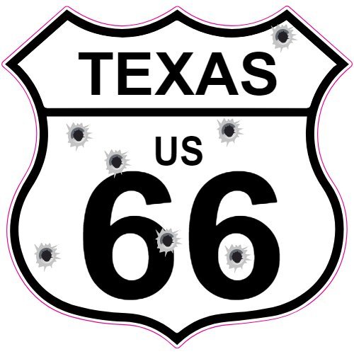 U.S. Custom Stickers Texas Route 66 Bullet Hole Road Sign Sticker 3 Inch