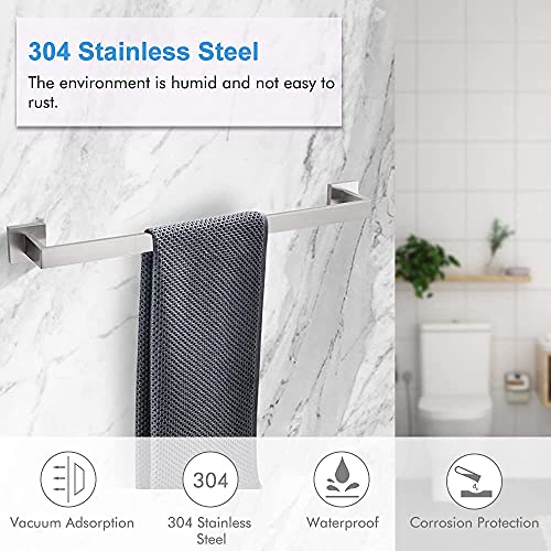 16 Inch Bath Towel Bar Brushed Nickel, Stainless Steel Towel Rack Wall Mounted, Modern Square Towel Holder Towel Rod For Bathroom Kitchen #TOP4