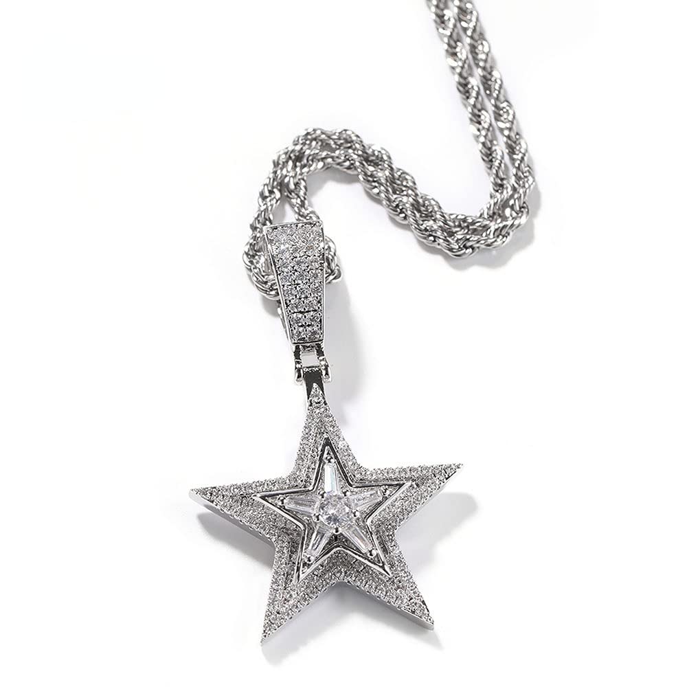 Amazon.com: Hip Hop Diamond-encrusted Rotating Pentagram