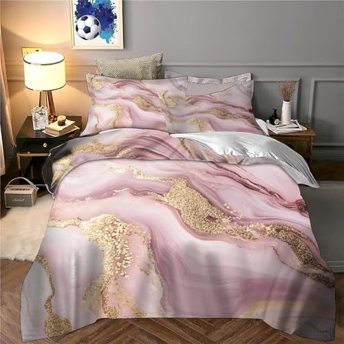 Housse de Couette Rose Marble Imprimé 3D de Qualité Supérieure Linge de Lit Abstrait