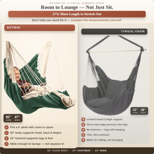 Image of Hanging Hammock Chair Swing - Outdoor & Indoor - Hammock Swing Chair