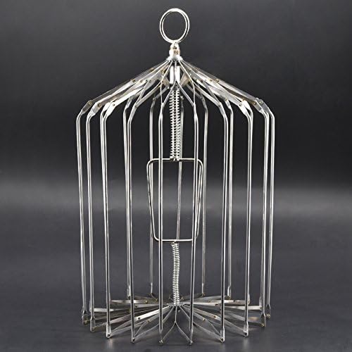 SUMAG Jaula de pájaros de acero plateado que aparece, tamaño pequeño (jaula de apariencia de paloma) trucos de magia para mago
