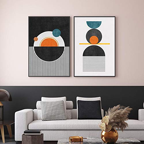 Affiches noires géométriques abstraites pour impression salon moderne - 2