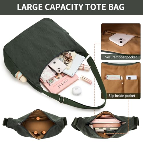 Bolso Hobo de pana mujer capacidad grande tote casual miniatura 5