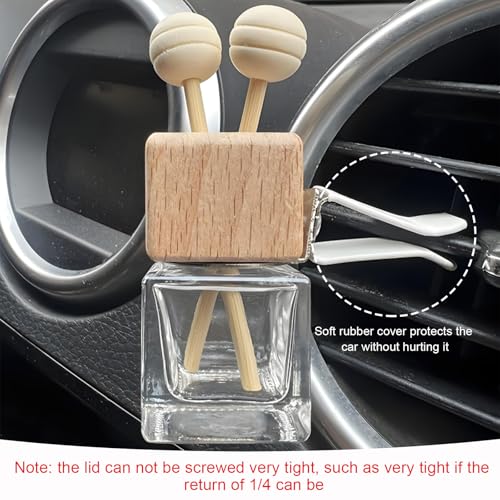 Image of KVAEY 2PCS Car Diffuser Air Freshener Bottle, Refillable Empty Glass Perfume Bottles with Vent Clip, Universal Essential Oil Diffuser for Most Vehicles, Interior Car Accessories (2PCS)
