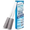 IMPRESA Pumice Stone Toilet Bowl Cleaner with Extra Long Handle, 2 Pack! - Limescale Remover - 100% Natural Pumice Toilet Brush - Also Cleans BBQ Grills, Tiles, Tile Grout, Swimming Pools
