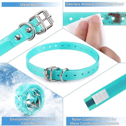 KELEFET Charging Clip Charger for Garmin TT15Mini T5Mini TB10 PT10 PT6 for 3/4-Inch Dog Waterproof Collar Strap Anti-Odor Durable Adjustable TPU S/M/L Sizes Cisco Blue 27 Inches