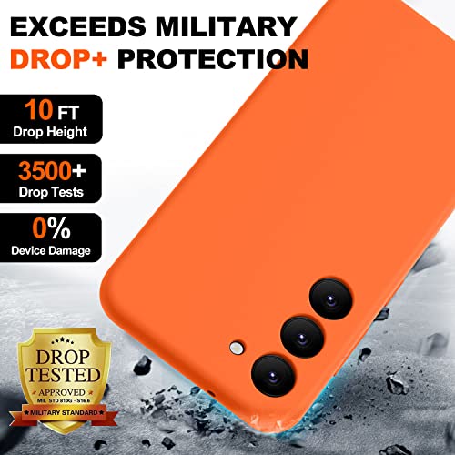 Tisoog Compatible With Samsung Galaxy S23 Case 6.1 Inch-Silicone Full Cover Shockproof Protective Case With Soft Microfiber Lining Support Wireless Charging Phone Case For Samsung S23,Neon Orange #TOP5