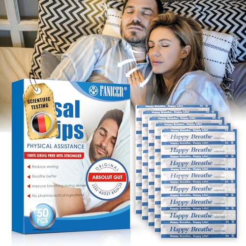 50 PCS Tiras Nasales Antironquidos, Tiras Comodas Nasal Para Dormir, Contra Los Ronquidos, Mejora la Respiración y el Sueño, Facil Aplicación Y Comodidad